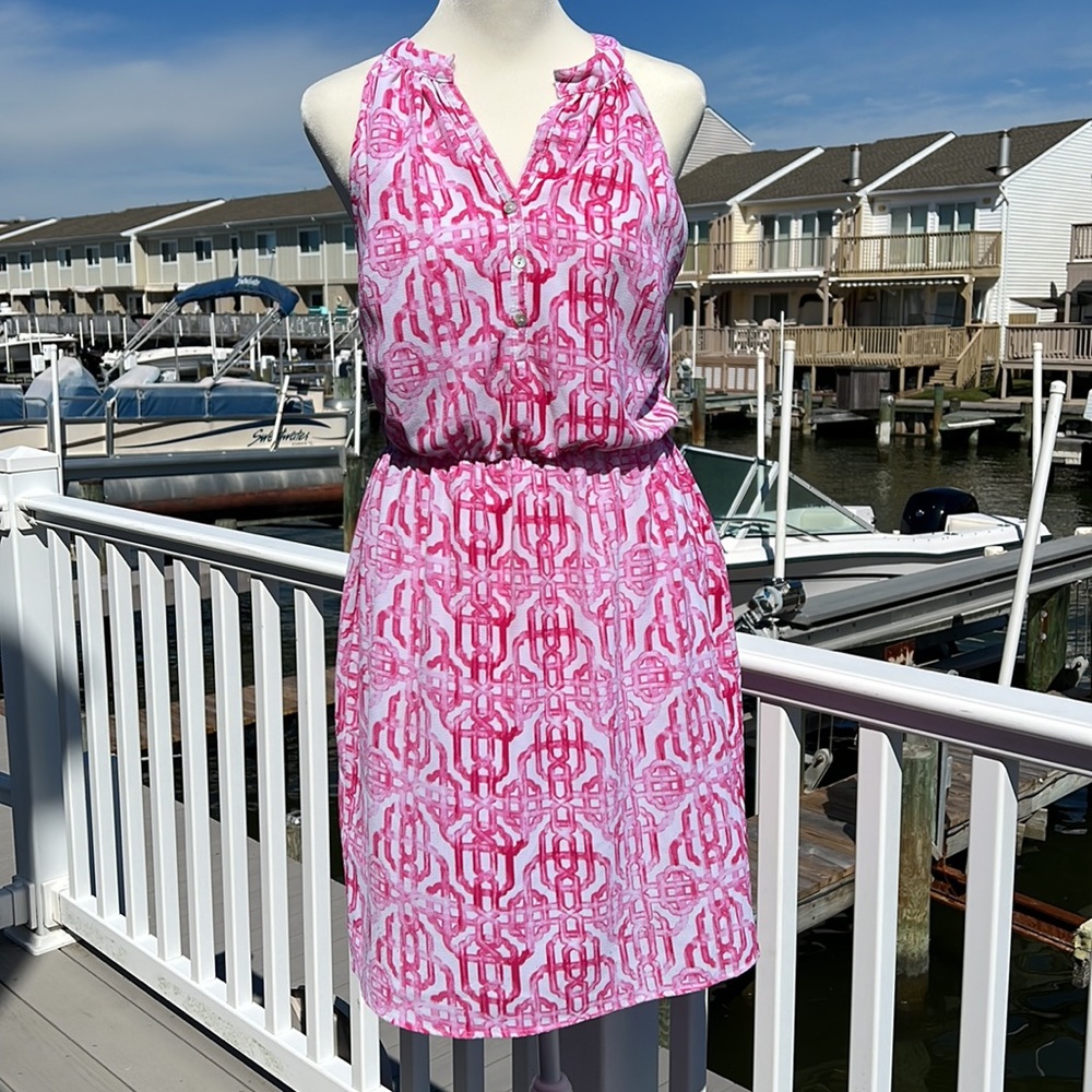 Mud Pie Teagan Lattice‎ Print Sleeveless Dress - Picture 2 of 5